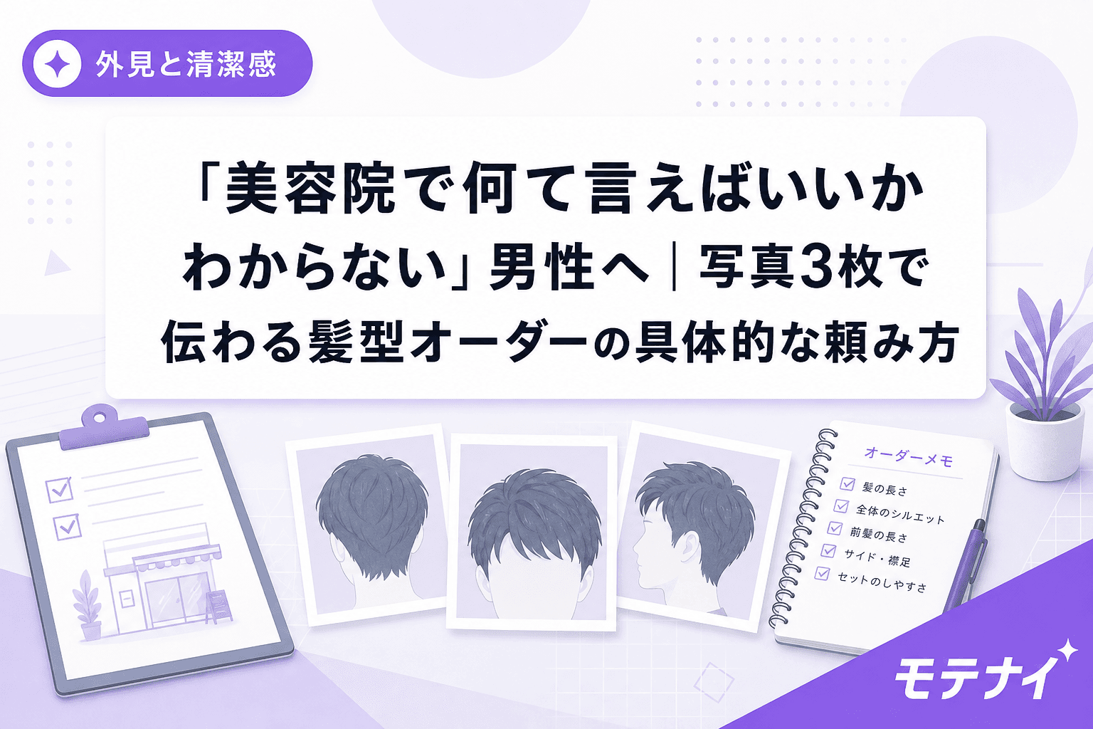 「美容院で何て言えばいいかわからない」男性へ|写真3枚で伝わる髪型オーダーの具体的な頼み方