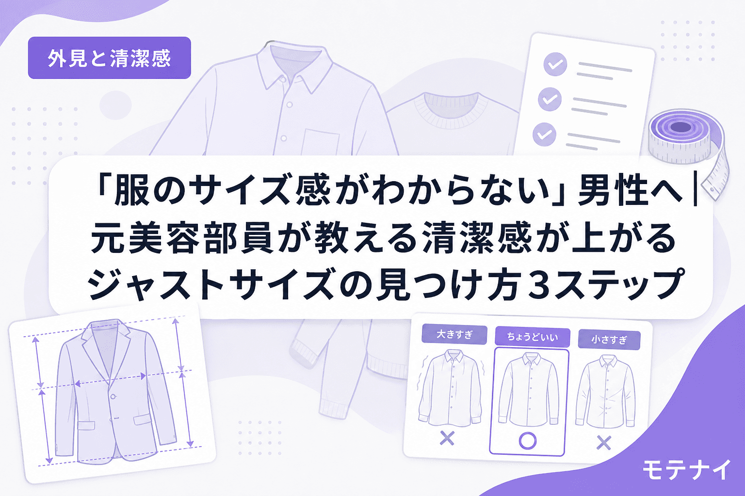 「服のサイズ感がわからない」男性へ|元美容部員が教える清潔感が上がるジャストサイズの見つけ方3ステップ
