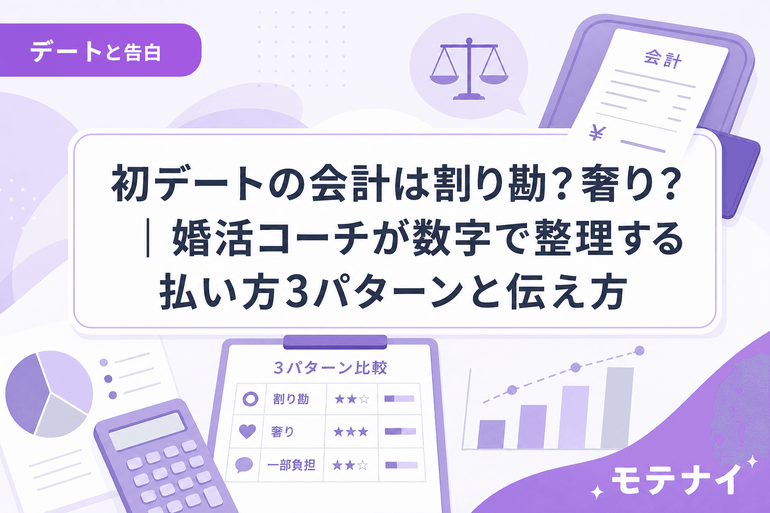 初デートの会計は割り勘?奢り?|婚活コーチが数字で整理する払い方3パターンと伝え方