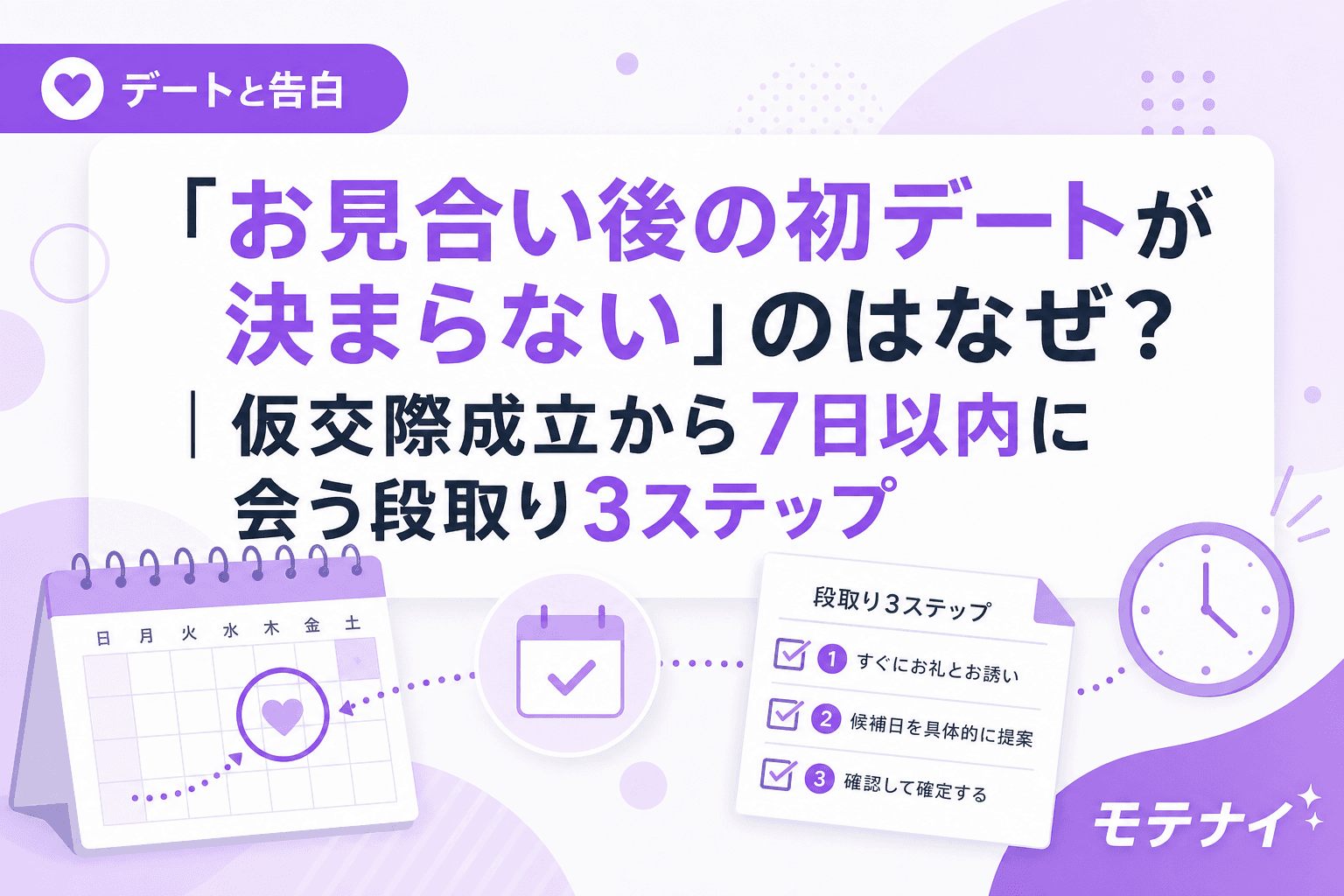 「お見合い後の初デートが決まらない」のはなぜ?|仮交際成立から7日以内に会う段取り3ステップ